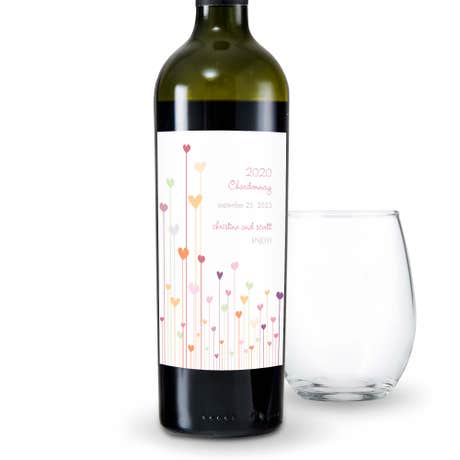 Personalized Wine Bottle Labels - Hearts