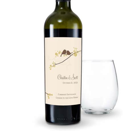 Personalized Wine Bottle Labels - Love Bird