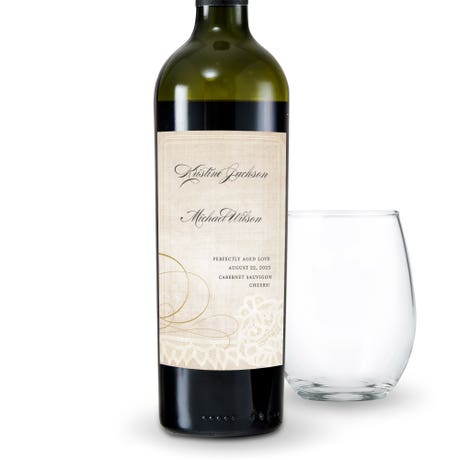 Personalized Wine Bottle Labels - Vintage Lace