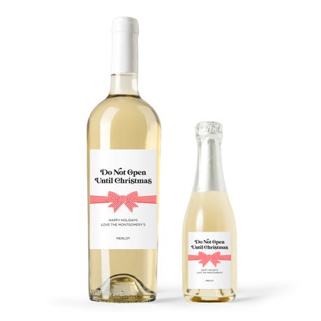 Personalized Wine Bottle Labels - Do Not Open Until Christmas