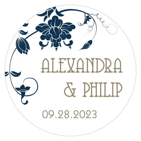 Personalized 1.5" Round Favor Sticker - Floral Orchestra