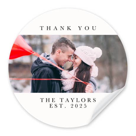 Personalized Photo Printed Round Favor Sticker - Timeless Snapshot