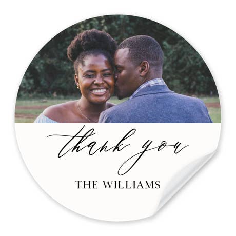 Personalized Photo Printed Round Favor Sticker - Scripted Beginnings