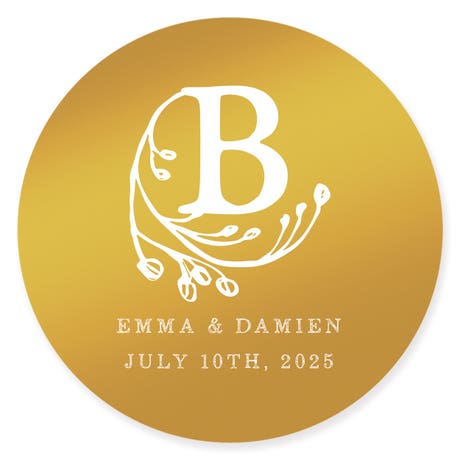 Personalized 2" Round Metallic Favor Sticker - Modern Fairy Tale
