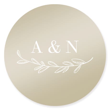 Personalized 2" Round Metallic Favor Sticker - Garland Monogram