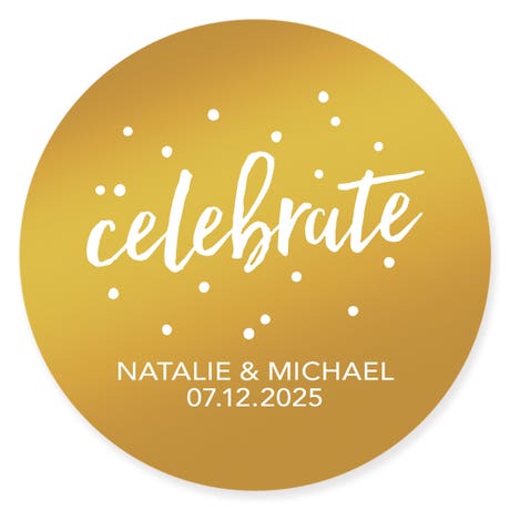 Personalized 2" Round Metallic Favor Sticker - Celebrate