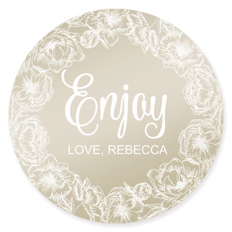 Personalized 2" Round Metallic Favor Sticker - Modern Floral