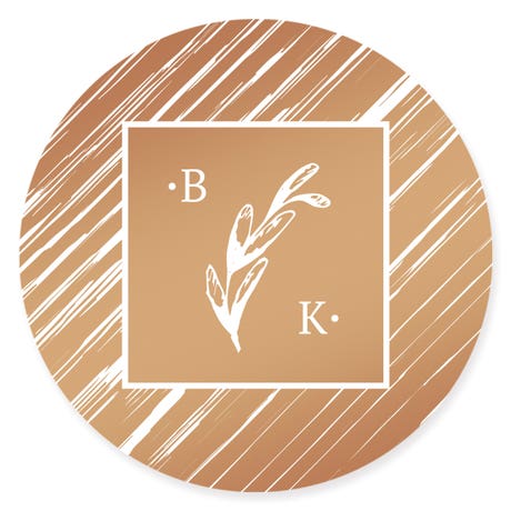 Personalized 2" Round Metallic Favor Sticker - Rustic Love