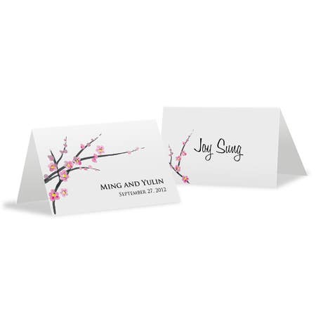 Personalized 2" x 3" Tent Place Card - Cherry Blossom - Pack of 10
