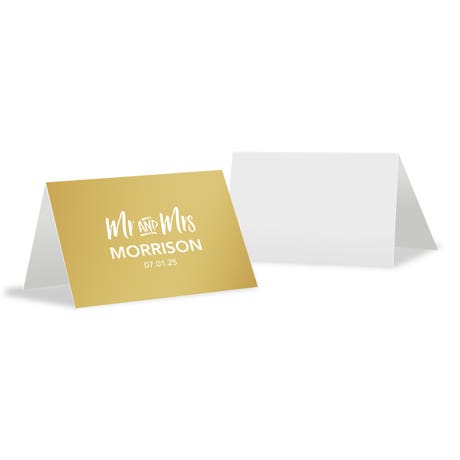 Personalized 2" x 3" Metallic Tent Place Cards - Couple - Pack of 10
