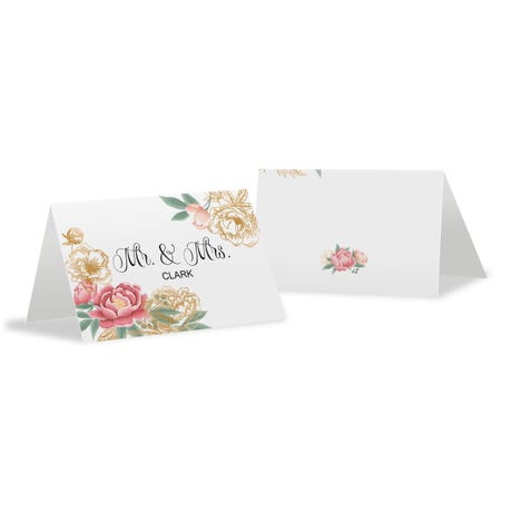 Personalized 2" x 3" Tent Place Cards - Modern Floral - Pack of 10