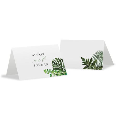 Personalized 2" x 3" Tent Place Cards - Greenery - Pack of 10
