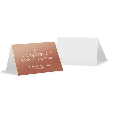 Personalized 2" x 3" Metallic Tent Place Cards - Welcome Script - Pack of 10