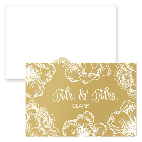 Personalized 2" x 3" Metallic Flat Place Cards - Modern Floral - Pack of 10