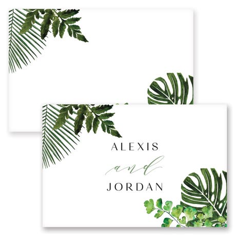 Personalized 2" x 3" Flat Place Cards - Greenery - Pack of 10