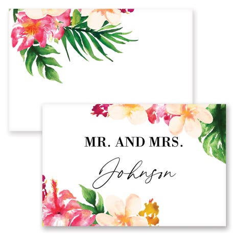 Personalized 2" x 3" Flat Place Cards - Tropical Floral - Pack of 10