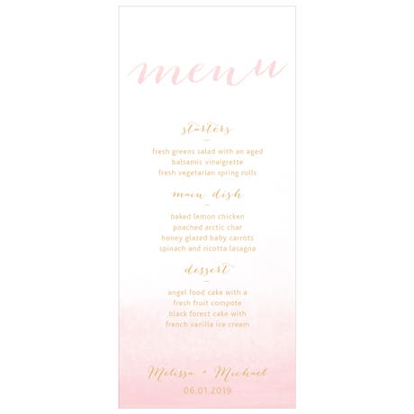 Aqueous Menu Card