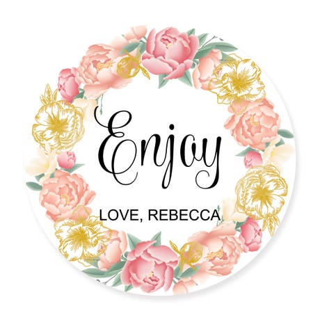 Personalized 3" Round Gift Sticker - Modern Floral
