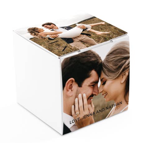 Miniature Custom Photo Printed Square Paper Favor Boxes - Modern Love