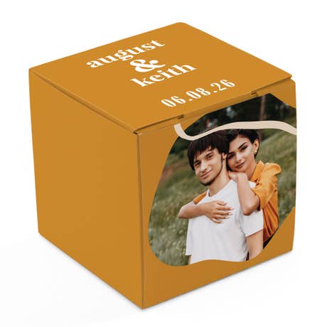 Miniature Custom Photo Printed Square Paper Favor Boxes - Desert Abstract
