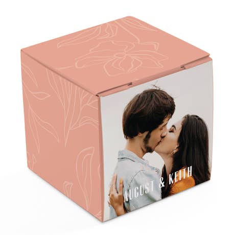 Miniature Custom Photo Printed Square Paper Favor Boxes - Desert Floral