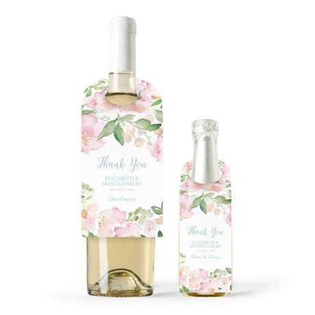 Personalized Wine Bottle Neck Hang Tags - Floral Garden Party