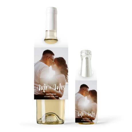 Personalized Photo Printed Wine Bottle Neck Hang Tags - Handwritten Elegance