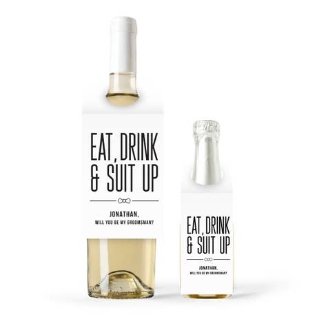 Personalized Wine Bottle Neck Hang Tags - Eat, Drink & Suit Up
