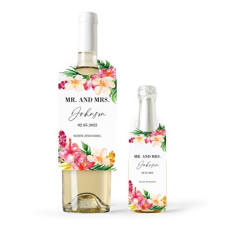 Personalized Wine Bottle Neck Hang Tags - Tropical Floral
