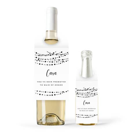 Personalized Wine Bottle Neck Hang Tags - String Lights