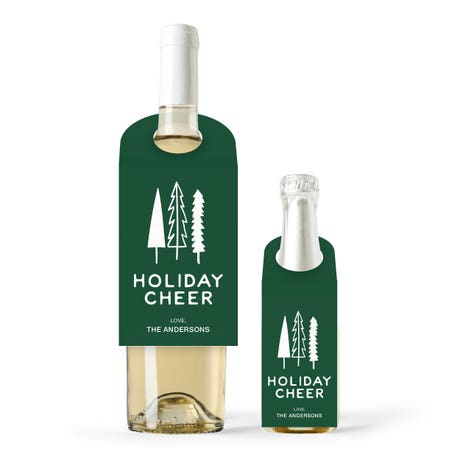 Personalized Wine Bottle Neck Hang Tags - Holiday Cheer