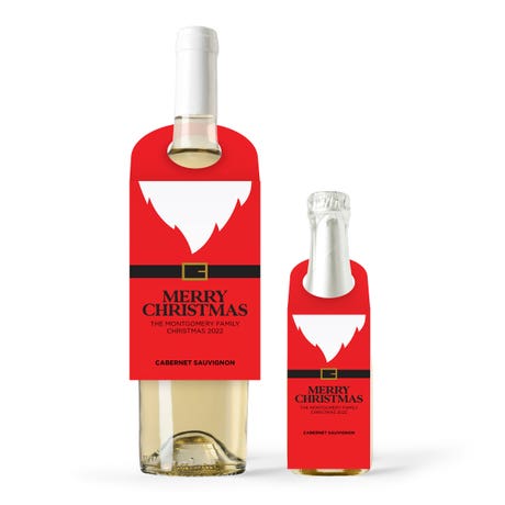 Personalized Wine Bottle Neck Hang Tags - Santa