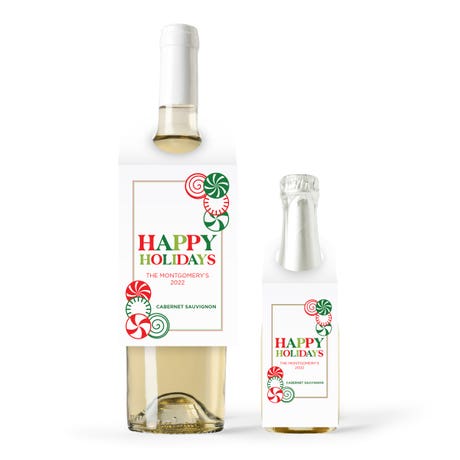 Personalized Wine Bottle Neck Hang Tags - Peppermints