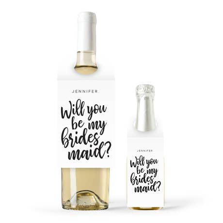 Personalized Wine Bottle Neck Hang Tags - Be My Bridesmaid