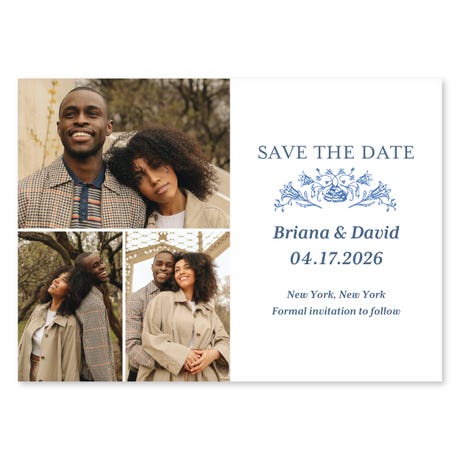Landscape Custom Printed Multi-Photo Collage Wedding Save the Date Cards - Vintage Elegance