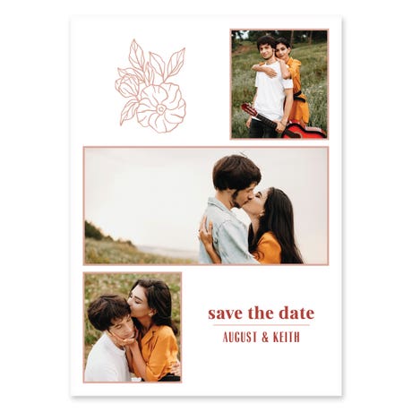 Portrait Custom Printed Multi-Photo Collage Wedding Save the Date Cards - Desert Bloom Couple