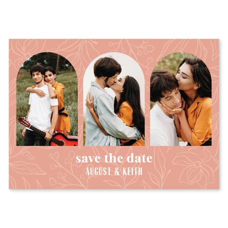 Landscape Custom Printed Multi-Photo Collage Wedding Save the Date Cards - Desert Floral