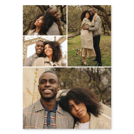 Portrait Custom Printed Multi-Photo Collage Wedding Invitation Cards - Vintage Elegance