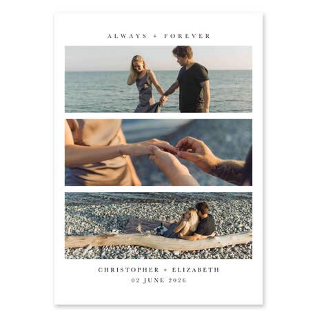 Portrait Custom Printed Multi-Photo Collage Wedding Invitation Cards - Timeless Snapshot