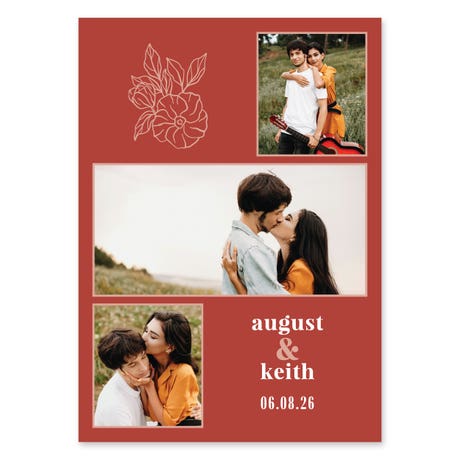 Portrait Custom Printed Multi-Photo Collage Wedding Invitation Cards - Desert Bloom Couple