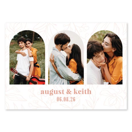 Landscape Custom Printed Multi-Photo Collage Wedding Invitation Cards - Desert Floral