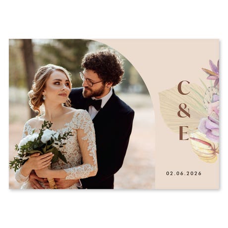 Landscape Custom Printed Photo Wedding Invitation Cards - Sunkissed Desert Monogram
