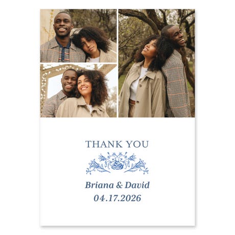 Portrait Custom Printed Multi-Photo Collage Thank You Cards - Vintage Elegance