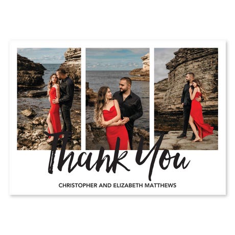 Landscape Custom Printed Multi-Photo Collage Thank You Cards - Handwritten Elegance