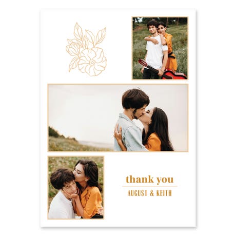 Portrait Custom Printed Multi-Photo Collage Thank You Cards - Desert Bloom Couple