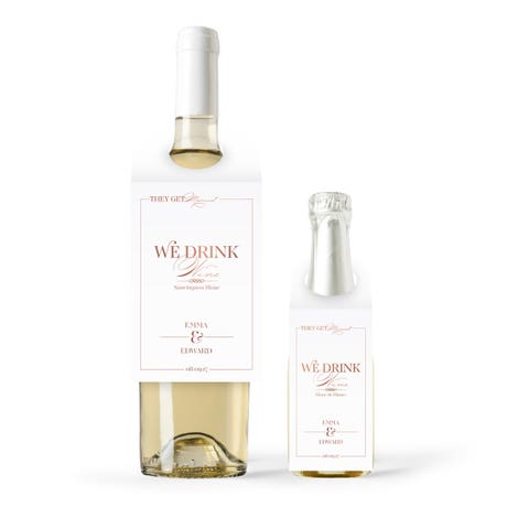 Personalized Foil Printed Wine Bottle Neck Hang Tags - Classic Script