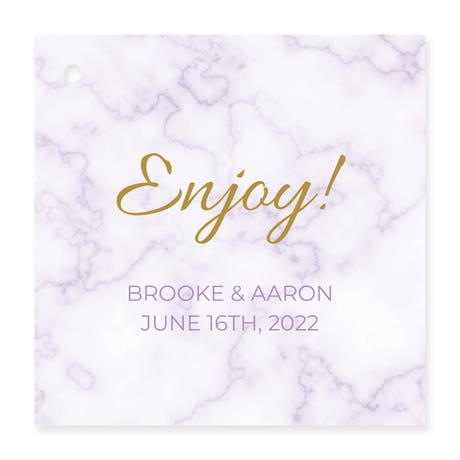 Personalized 2.5" Square Favor Tag - Geo Marble