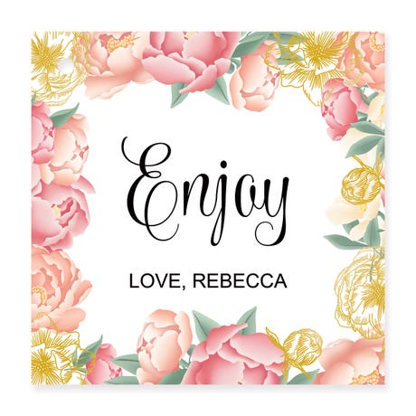 Personalized 2.5" Square Favor Tag - Modern Floral