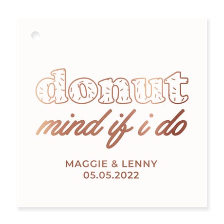 Personalized 2.5" Square Favor Tag - Donut Mind If I Do