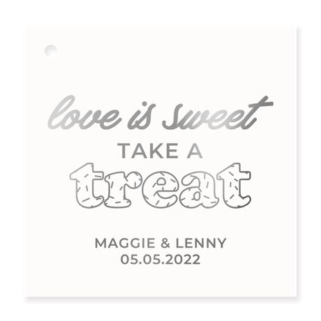 Personalized 2.5" Square Favor Tag - Love Is Sweet